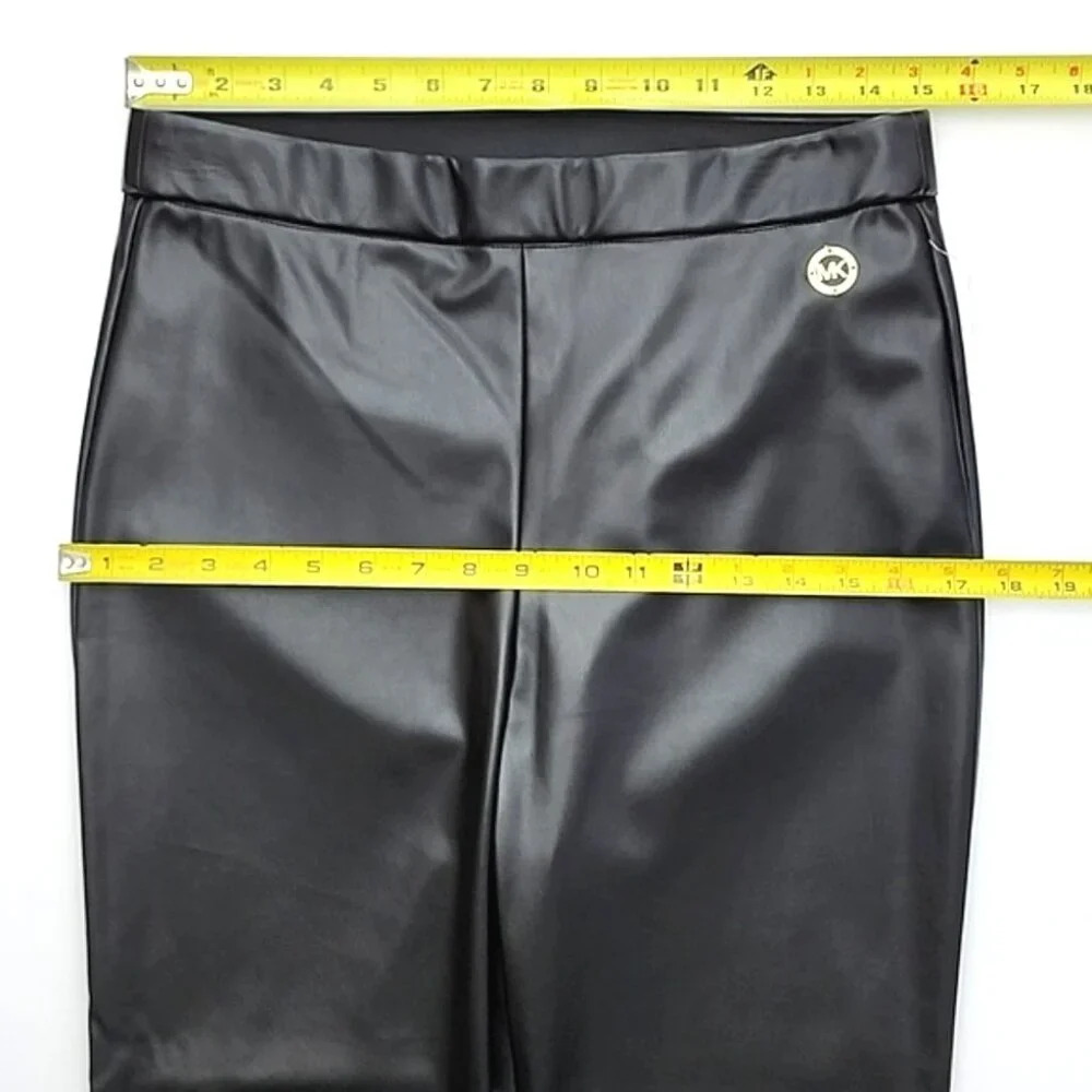 Michael Kors Women's Black Faux Leather Skinny Pull On Pants Stretch Size Medium - Picture 7 of 9